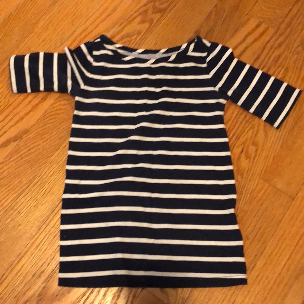 Navy and white striped dress